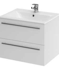 Set dulap baie suspendat 2 sertare Elisa cu lavoar Ontario inclus, 50 cm, alb