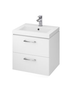 Set dulap baie suspendat 2 sertare Lara cu lavoar Como inclus, 50 cm, alb