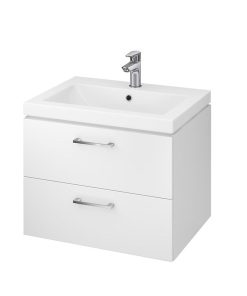 Set dulap baie suspendat 2 sertare Lara cu lavoar Como inclus, 60 cm, alb