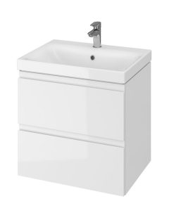 Set dulap baie suspendat 2 sertare lavoar inclus, Cersanit Moduo, 60 cm, alb