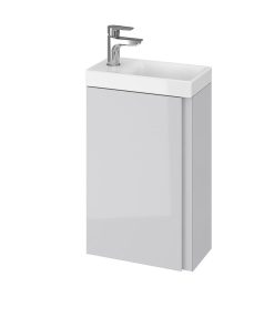 Set dulap baie suspendat cu 1 usa si lavoar Cersanit Moduo inclus, 40 cm, gri