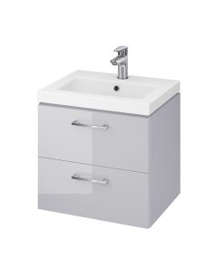 Set dulap baie suspendat Lara 2 sertare cu lavoar Cersanit Como inclus, 50 cm, gri