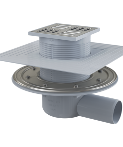 Sifon pardoseala cu gratar otel inoxidabil, iesire laterala, guler izolatie si flansa metalica APV1324