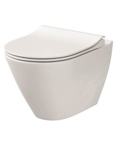 Vas wc suspendat rimless Cersanit City Oval cu capac soft close inclus, alb lucios