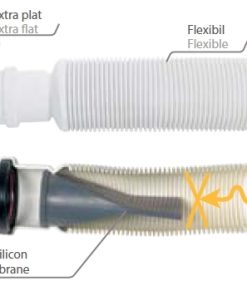 Sifon flexibil lavoar Wirquin PRO Senzo extra-plat 1 1/4 D32 membrana antimiros