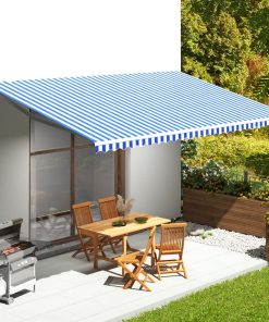 vidaXL Pânză de rezervă copertină, albastru și alb, 6x3,5 m