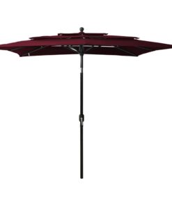 vidaXL Umbrelă de soare 3 niveluri stâlp aluminiu roșu bordo 2,5x2,5 m
