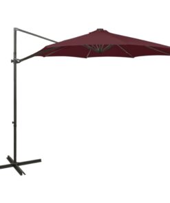 vidaXL Umbrelă în consolă cu stâlp și LED-uri, roșu bordo, 300 cm