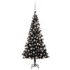 vidaXL Brad Crăciun pre-iluminat cu set globuri, negru, 180 cm, PVC