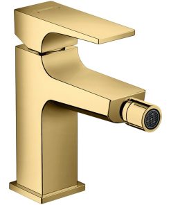 Baterie bideu culoare auriu lucios Hansgrohe Metropol cu ventil click-clack