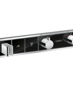 Baterie dus termostatata incastrata culoare negru crom Hansgrohe RainSelect 15355600