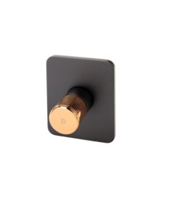 Baterie dus incastrata FDesign Ardesia, corp incastrat inclus, negru mat rose gold lucios