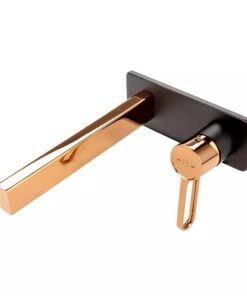Baterie lavoar incastrata FDesign Zaffiro, corp incastrat inclus, negru mat red gold lucios