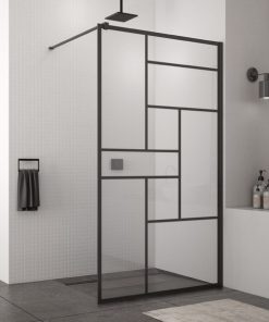 Cabina de dus Walk-In SanSwiss Easy STR4P 100 cm sticla securizata Loft 73 8 mm profil negru mat