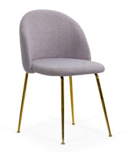 Scaun living gri BUC 284 din material boucle cu picioare aurii metalice