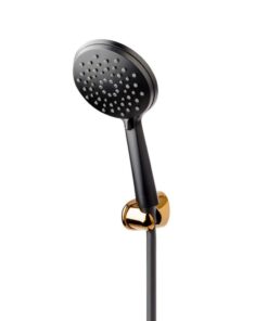 Set de dus FDesign Hotspring cu para dus 3 functii, furtun si sistem de prindere, negru mat rose gold lucios