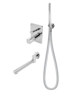 Set de dus incastrat FDesign Meandro, cu pipa cada pivotanta, crom lucios