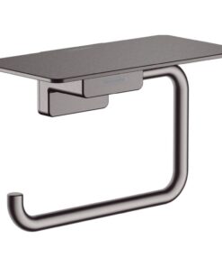 Suport hartie igienica cu polita, culoare crom negru periat Hansgrohe AddStoris 41772340
