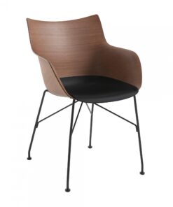 Scaun Kartell Smart Wood Q/Wood design Philippe Stark Basic Veneer Dark wood - sezut negru picioare negre