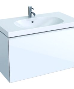 Dulap baza Geberit Acanto 89x47.5cm cu un sertar sticla alba corp alb lucios