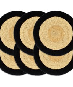 vidaXL Naproane, 6 buc., natural și negru, 38 cm, iută și bumbac