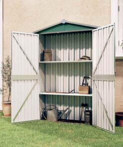vidaXL Magazie de grădină, verde, 116x45x175 cm, oțel zincat