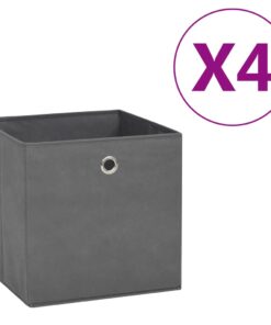 vidaXL Cutii de depozitare, 4 buc., gri, 28x28x28 cm, material nețesut