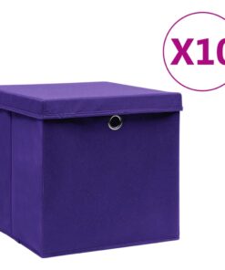 vidaXL Cutii depozitare cu capace, 10 buc., violet, 28x28x28 cm
