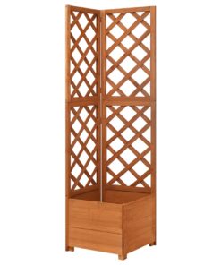 vidaXL Jardinieră colț cu spalier, 40x40x150 cm, lemn masiv brad