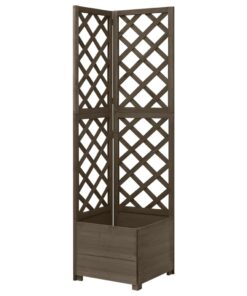 vidaXL Jardinieră colț cu spalier, gri, 40x40x150 cm, lemn masiv brad