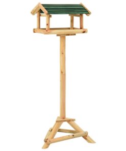 vidaXL Hrănitor pentru păsări cu stativ, 37x28x100 cm, lemn masiv brad