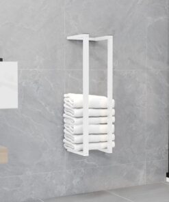 vidaXL Suport de prosoape, alb, 12,5x12,5x60 cm, oțel