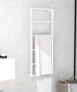 vidaXL Suport de prosoape, alb, 45x10x115 cm, oțel