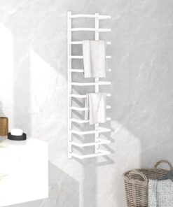 vidaXL Suport de prosoape, alb, 24x12x96 cm, oțel