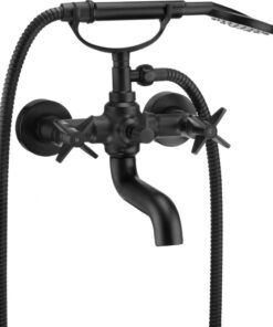 Baterie cada baie cu para de dus culoare negru Deante, Temisto