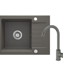 Chiuveta bucatarie compozit cu picurator si baterie antracit metalic Deante, Zorba