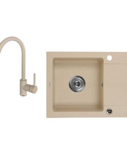 Chiuveta bucatarie compozit cu picurator si baterie nisip Deante, Zorba