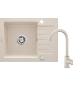 Chiuveta bucatarie compozit cu picurator si baterie bej Deante, Zorba