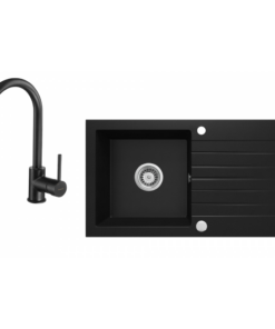 Chiuveta bucatarie compozit cu picurator si baterie neagra Deante, Zorba