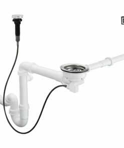 Sifon chiuveta bucatarie Hansgrohe D16 11 cu preaplin si ventil cu dop automat crom