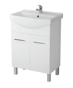 Set dulap baie 2 usi cu lavoar Cersanit Olivia 60, alb, montat