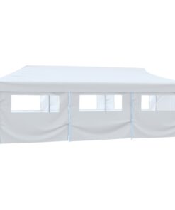vidaXL Cort petrecere pliabil cu 8 pereți laterali, alb, 3 x 9 m