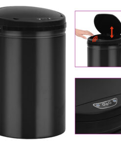 vidaXL Coș de gunoi automat cu senzor, 30 L, negru, oțel carbon