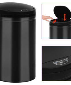 vidaXL Coș de gunoi automat cu senzor, 40 L, negru, oțel carbon