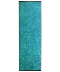vidaXL Covoraș de ușă lavabil, cyan, 60 x 180 cm
