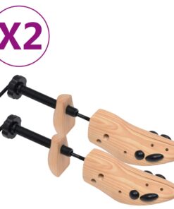 vidaXL Șanuri de pantofi, 2 perechi, mărime 36-40, lemn masiv de pin