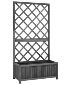 vidaXL Jardinieră colț cu spalier, negru, 70x30x135 cm,lemn masiv brad