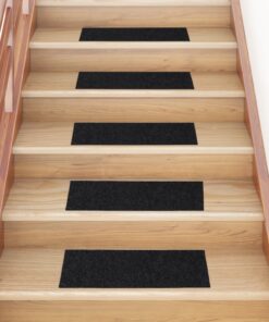 vidaXL Covorașe de scări autoadezive, 15 buc., negru, 60x25 cm