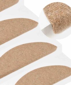 vidaXL Covorașe scări autoadezive, 15 buc., bej, 56x17x3 cm