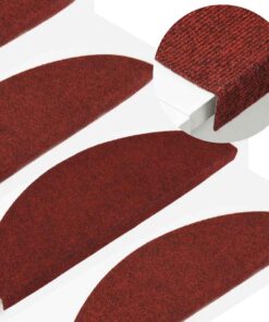 vidaXL Covorașe scări autoadezive, 15 buc., roșu, 65x22,5x3,5 cm